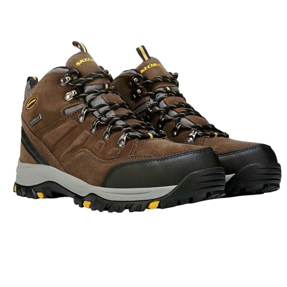 Skechers Mens Leather Boots Waterproof Memory Foam 7.5 Extra Wide bv